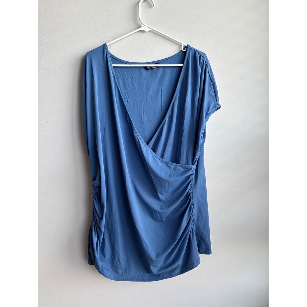 Bloomchic Blue Surplice Ruched Top Women US 22-24